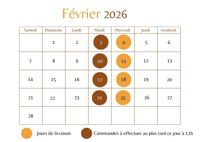 Calendrier des livraisons de février